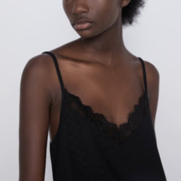 NWT ZARA | Lace V-Neck Eyelet Tank Top | Sz. S - Picture 2 of 9